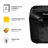 Fellowes LX Series Paper Shredder LX25 6 Sheet Cross Cut Shredder with 11.5 Litre Bin High Security P4 Black