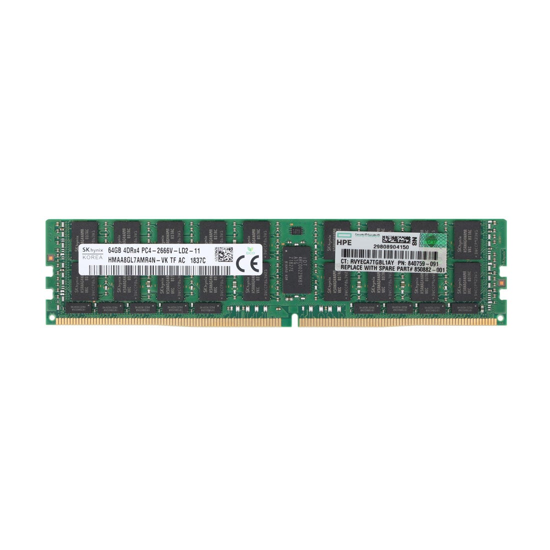 HPE 64GB (1x64GB) Quad Rank x4 DDR4-2666 CAS-19-19-19 Load Reduced Smart Memory Kit 815101-B21 840759-091
