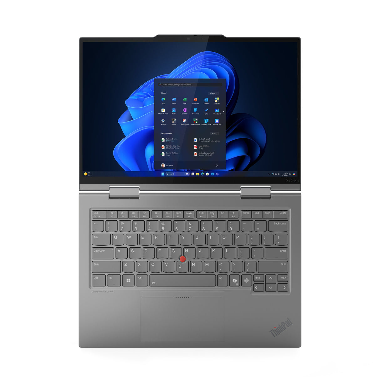 Lenovo ThinkPad X1 2-in-1 Gen 10 Aura Edition Intel Core Ultra 7 255U Hybrid (2-in-1) 35.6 cm (14") Touchscreen 2.8K 32 GB LPDDR5x-SDRAM 1 TB SSD Wi-Fi 6E (802.11ax) Windows 11 Pro UK English Grey