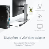 StarTech.com DisplayPort to VGA Adapter - Active DP to VGA Converter - 1080p Video - DisplayPort Certified - DP/DP++ Source to VGA Monitor Cable Adapter Dongle - Latching DP Connector