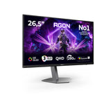 AOC AGON PRO AG276QZD2 computer monitor 67.3 cm (26.5") 2560 x 1440 pixels Quad HD QD-OLED Black, Grey
