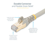 StarTech.com 5m CAT6a Ethernet Cable - 10 Gigabit Shielded Snagless RJ45 100W PoE Patch Cord - 10GbE STP Network Cable w/Strain Relief - Grey Fluke Tested/Wiring is UL Certified/TIA