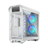 Fractal Design Torrent (White RGB TG) Estuche para juegos con ventana de vidrio transparente, E-ATX, 5 ventiladores ARGB, concentrador de ventilador, tira RGB en cubierta de fuente de alimentación, rejilla frontal, USB-C
