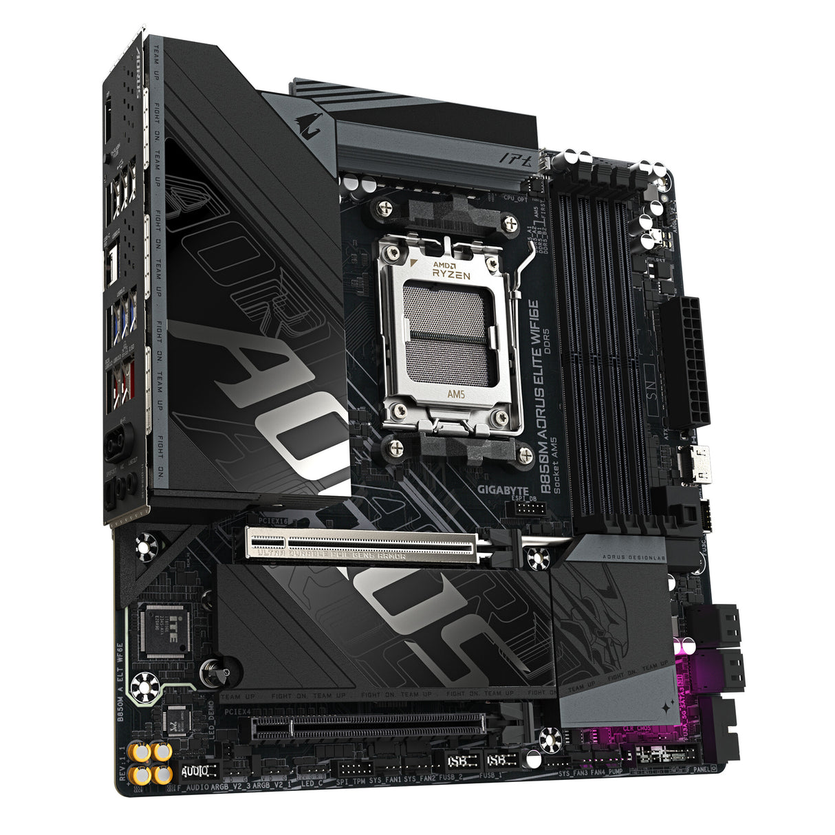 GIGABYTE B850M AORUS ELITE WIFI6E Motherboard - AMD Ryzen 9000 Series CPUs, 12+2+2 Phases Digital VRM, up to 8200MHz DDR5 (OC), 1xPCIe 5.0 + 1xPCIe 4.0 M.2, WIFI 6E, 2.5GbE LAN, USB 3.2 Gen 2
