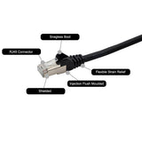 connektgear 1m RJ45 CAT6a SSTP Stranded Flush Moulded LS0H Network Cable - 26AWG - Black