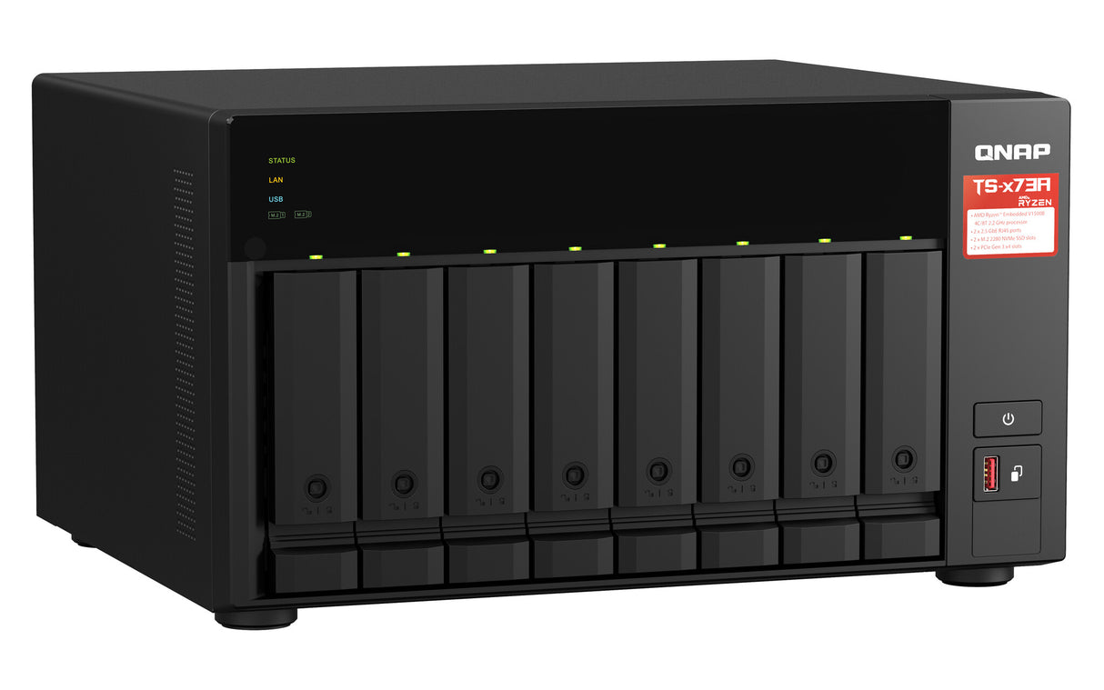 QNAP TS-873A-8G NAS Tower Ryzen Embedded V1500B 8 GB DDR4 80 TB HDD Black