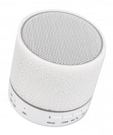 Manhattan LED Bluetooth Speaker, Multicoloured, 5 hour Playback time, Range 10m, microSD card reader (32GB), Aux 3.5mm connector, Output 3W, USB-A charging cable included, 1200mAH battery, Bluetooth v5, White, Three Year Warranty