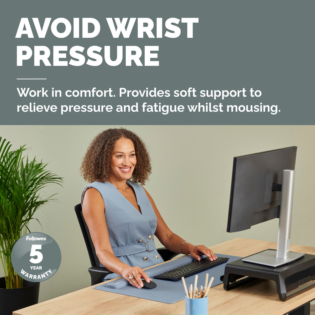 Fellowes Breyta - Wrist rest - gray