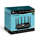 TP-LINK (Archer AXE75) AXE5400 Router Wi-Fi 6E Tri-Band GB, OneMesh, USB, Latencia Ultrabaja, OFDMA, HomeShield, Control por Voz Alexa