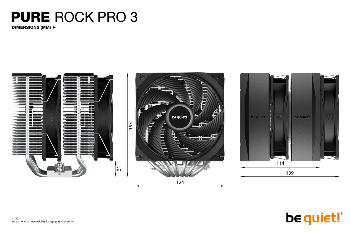 be quiet! Pure Rock Pro 3 Processor Air cooler 12 cm Silver 1 pc(s)