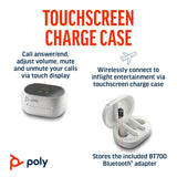 POLY Voyager Free 60+ UC M White Sand Earbuds +BT700 USB-C Adapter +Touchscreen Charge Case