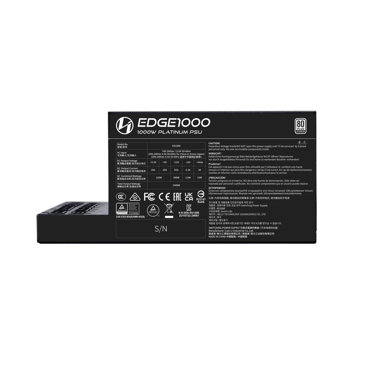 Lian Li EG1000 power supply unit 1000 W 20-pin ATX SFX Black