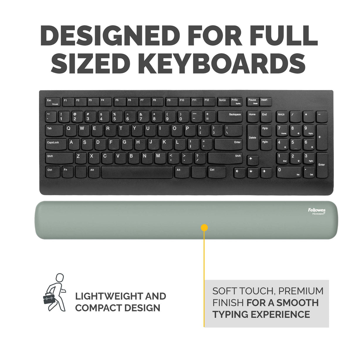 Fellowes Keyboard Wrist Rest Breyta Keyboard Wrist Support with Antibacterial Protection Ergonomic Wrist Support Sage