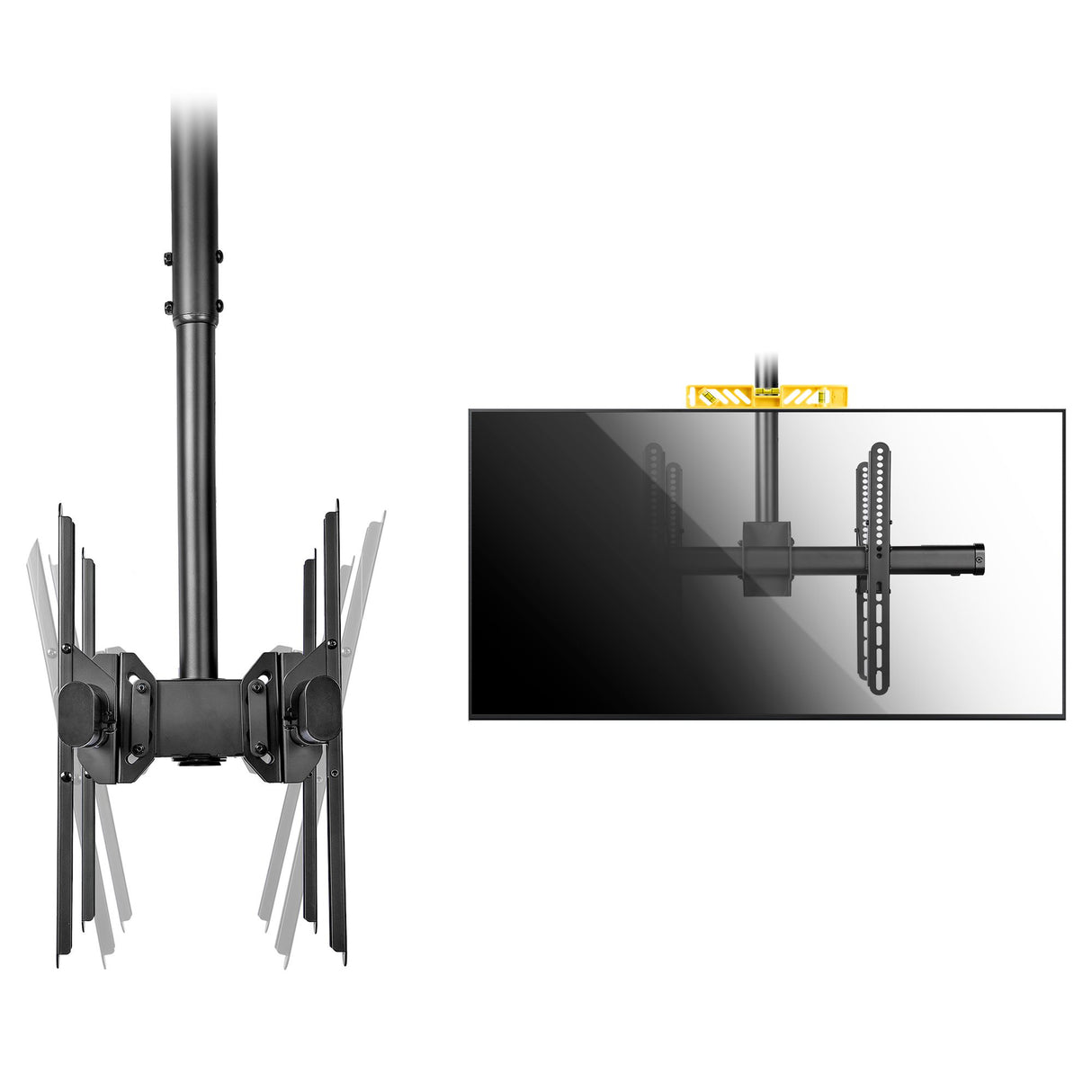 StarTech.com Dual TV Ceiling Mount - Back-to-Back Heavy Duty Hanging Dual Screen Mount with Adjustable Telescopic Pole - Tilt/Swivel/Rotate - VESA Bracket for 32”-75" Displays