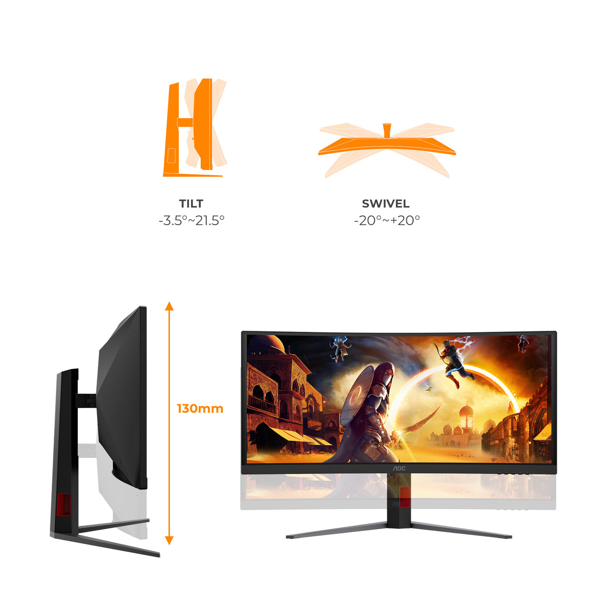 AOC G4 CU34G4ZCA computer monitor 86.4 cm (34") 3440 x 1440 pixels Wide Quad HD Black, Red
