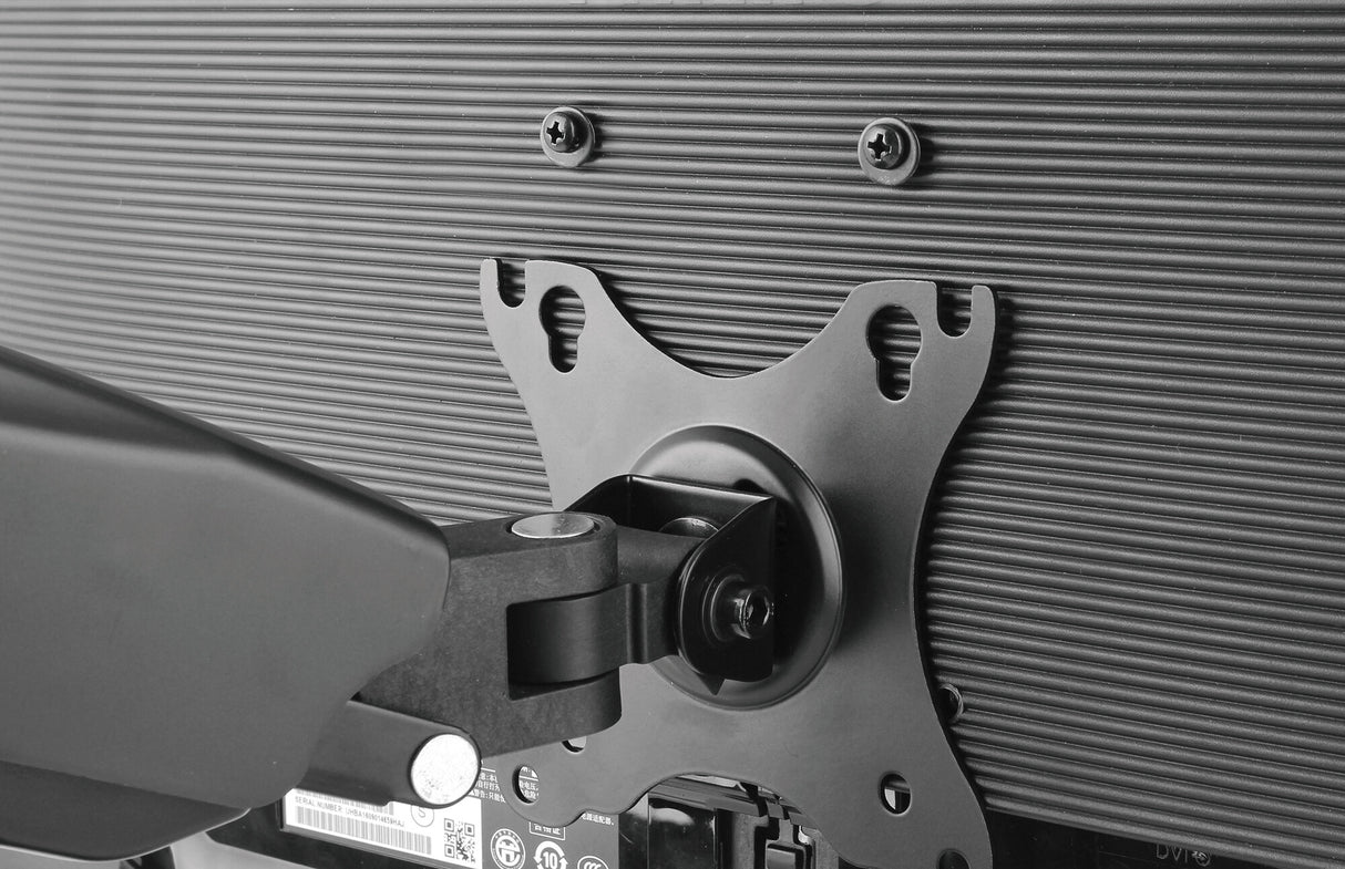 Manhattan Dual Desk Mount for TV & Monitors (Full Motion Spring), For screens 10" to 27", C-Clamp or Grommet Assembly,VESA compatibility: 75x75 and 100x100mm -check the dimensions of the four mounting holes on back of screen to ensure it fits,Max 9kg (eac