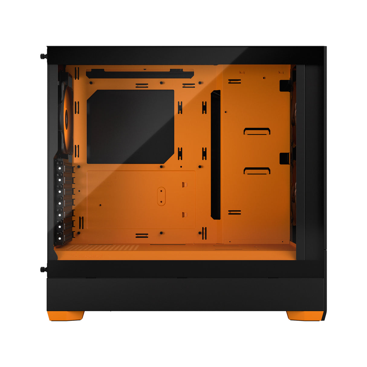 Fractal Design Pop Air RGB (Orange Core TG) Estuche para juegos con ventana de vidrio transparente, ATX, frente de malla hexagonal, interior/detalles en naranja, 3 ventiladores RGB y controlador ARGB
