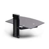 StarTech.com Floating Wall-Mounted AV Shelf, Adjustable Height Shelf For Under TV, Organize A/V Equipment On Black Tempered Glass Shelf