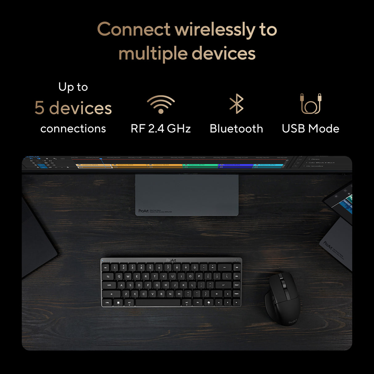 ASUS ProArt MD301 mouse Universal Right-hand RF Wireless + Bluetooth + USB Type-A Optical 8000 DPI