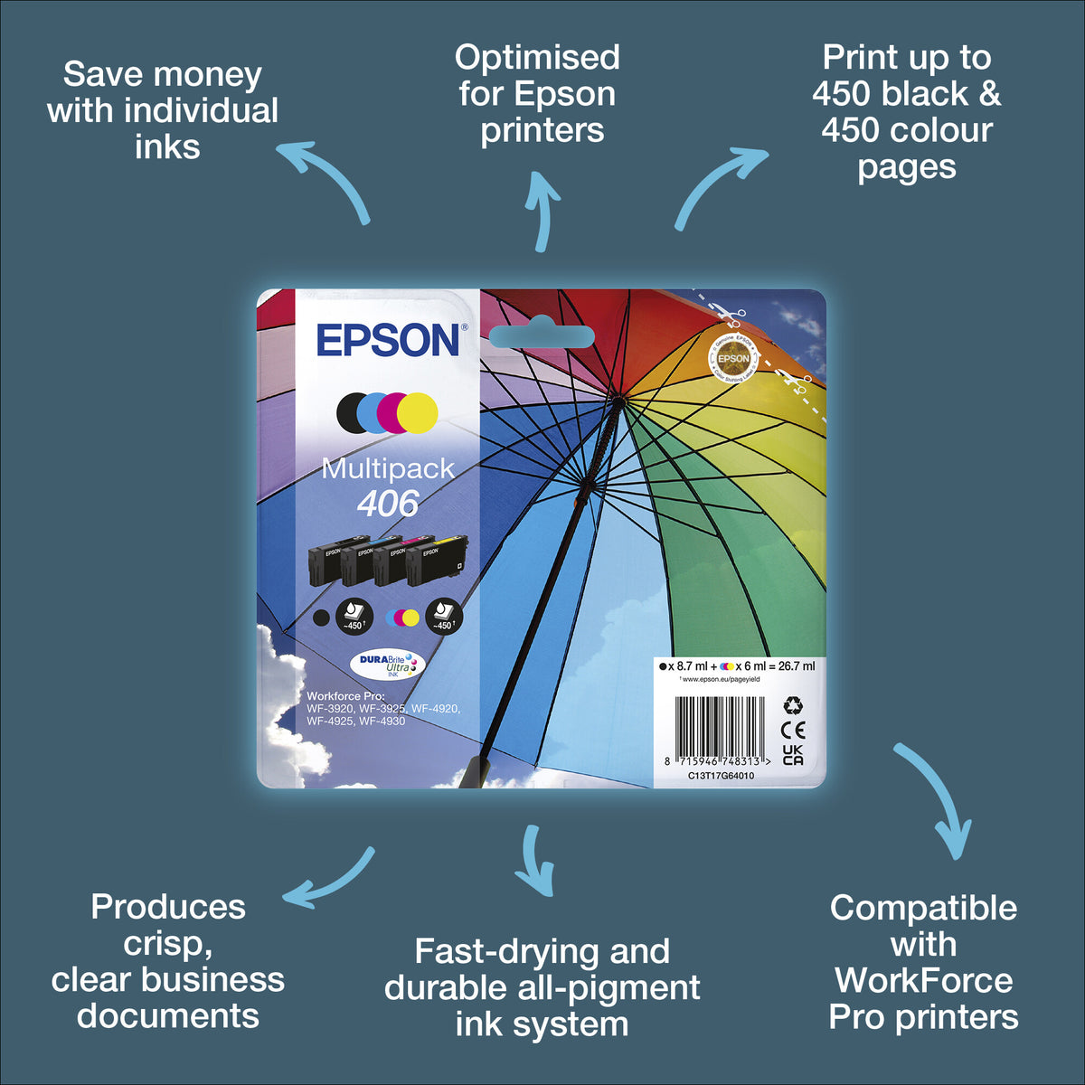 Epson Multipack 4-colour 406 Umbrella DURABrite Ultra Ink