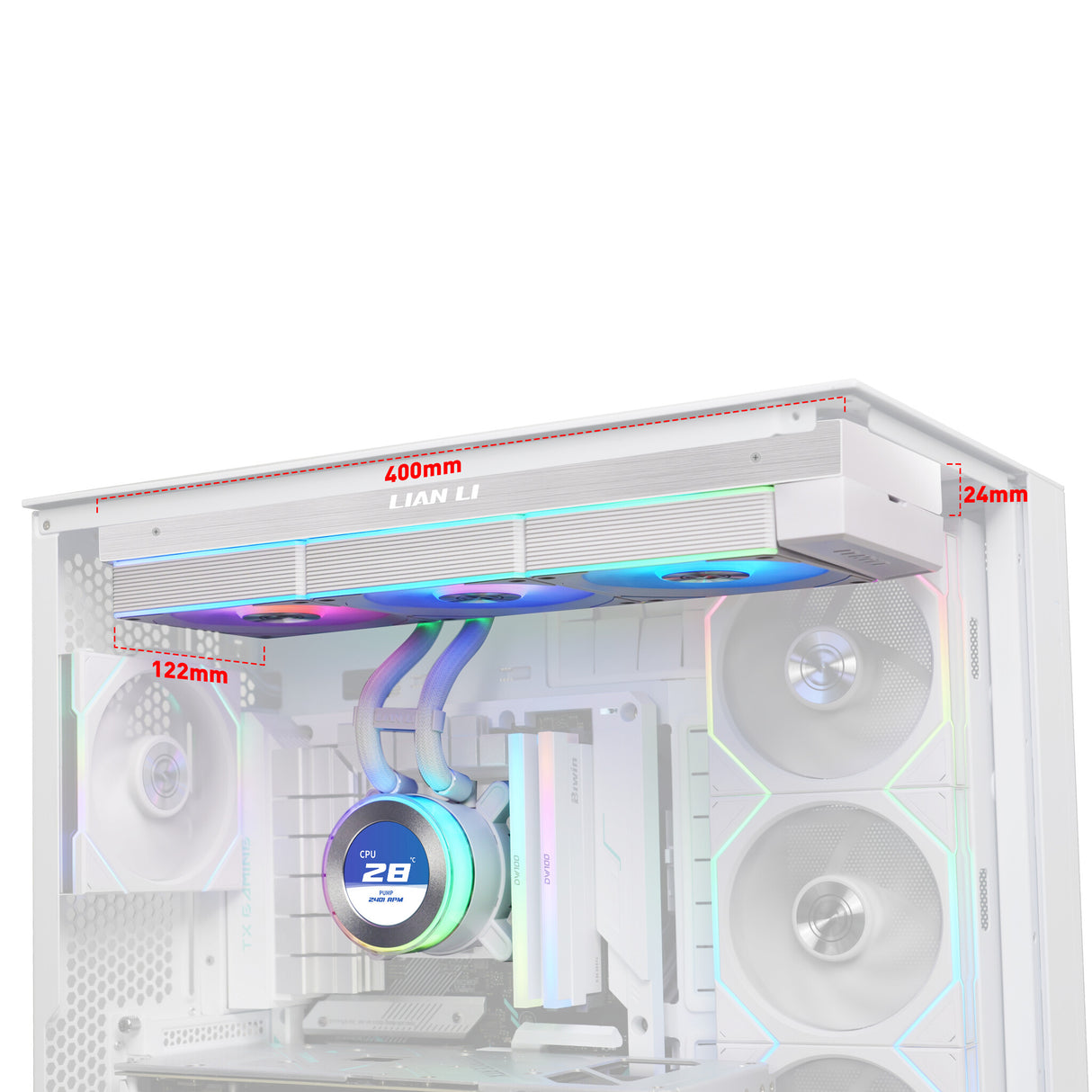Lian Li GA II Hydroshift II LCD-C 360CL Processor All-in-one liquid cooler 12 cm White 1 pc(s)