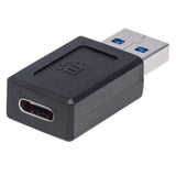 Manhattan USB-C Female to USB-A Male Adapter, USB 3.2 Gen 2 (formerly USB 3.1 Gen 2), 10 Gbps, SuperSpeed+ USB, Black, Lifetime Warranty