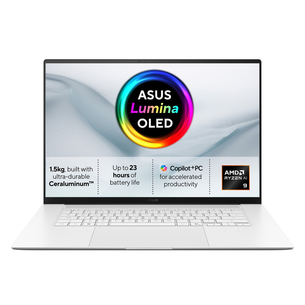 ASUS Zenbook S16 UM5606GA-SR536W Copilot+ PC AMD Ryzen AI 9 465 Laptop 40.6 cm (16") Touchscreen 3K 16 GB LPDDR5x-SDRAM 1 TB SSD Wi-Fi 7 (802.11be) Windows 11 Home White