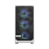 Fractal Design Meshify 2 RGB (White TG) Estuche para juegos con ventana de vidrio transparente claro, E-ATX, frente de malla angular, 4 ventiladores RGB, concentrador de ventilador, filtro frontal desmontable, USB-C