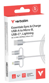 Verbatim Essentials 3-in-1 Sync & Charge Cable