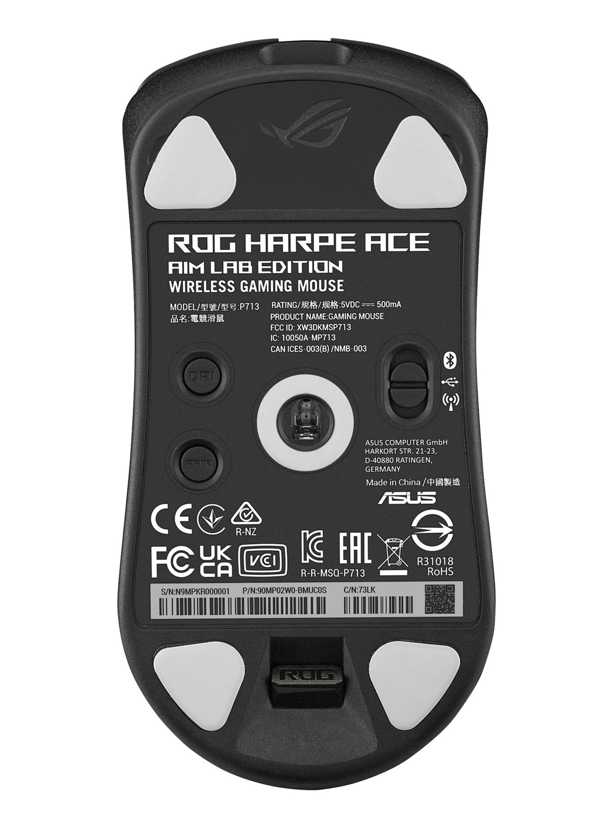 Souris de jeu Asus ROG Harpe Ace Aim Lab Edition, sans fil/Bluetooth/USB, ultra légère, 36 000 DPI, logiciel synergique, RVB, bande antidérapante pour souris