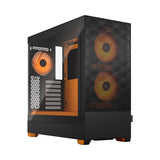 Fractal Design Pop Air RGB (Orange Core TG) Estuche para juegos con ventana de vidrio transparente, ATX, frente de malla hexagonal, interior/detalles en naranja, 3 ventiladores RGB y controlador ARGB