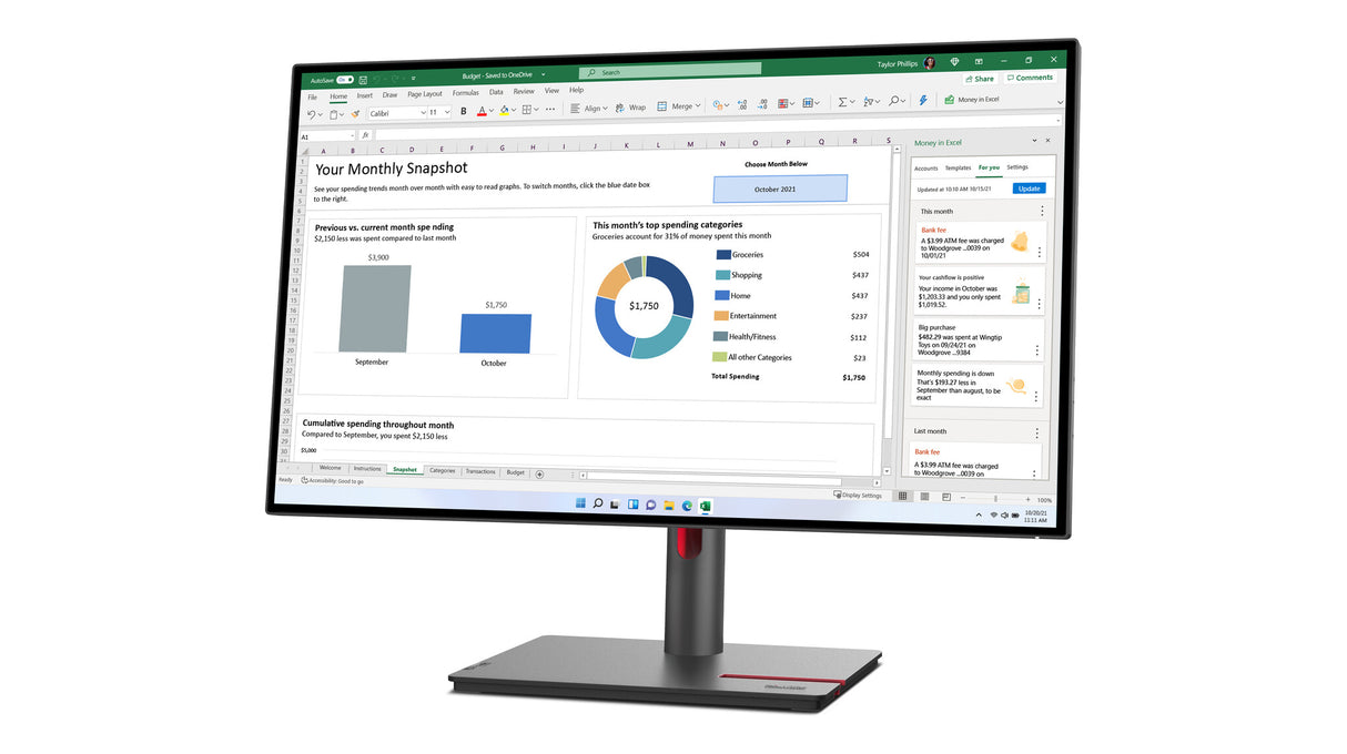 Lenovo ThinkVision P27h-30 68.6 cm (27") 2560 x 1440 pixels Quad HD IPS