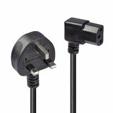 Lindy 1m UK 3 Pin Plug to Right Angled IEC C13 Mains Power Cable, Black