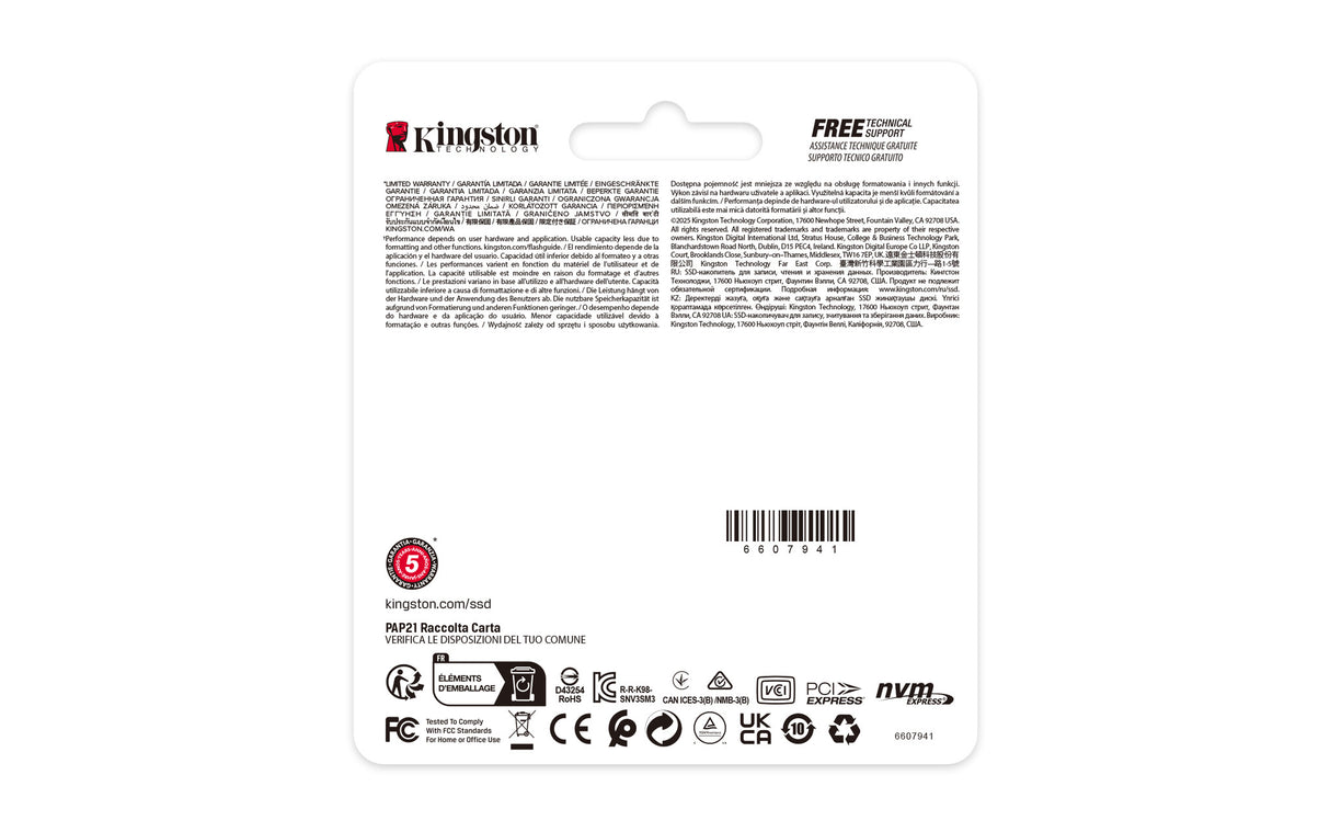 Kingston Technology 1000G NV3 M.2 2230 NVMe SSD