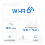 Mercusys HALO H1500X Dual-band (2.4 GHz / 5 GHz) Wi-Fi 6 (802.11ax) White 3 Internal