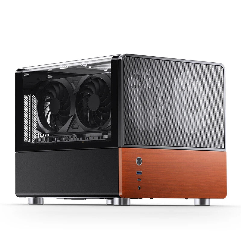 Jonsbo V12 BLACK computer case Black, Wood