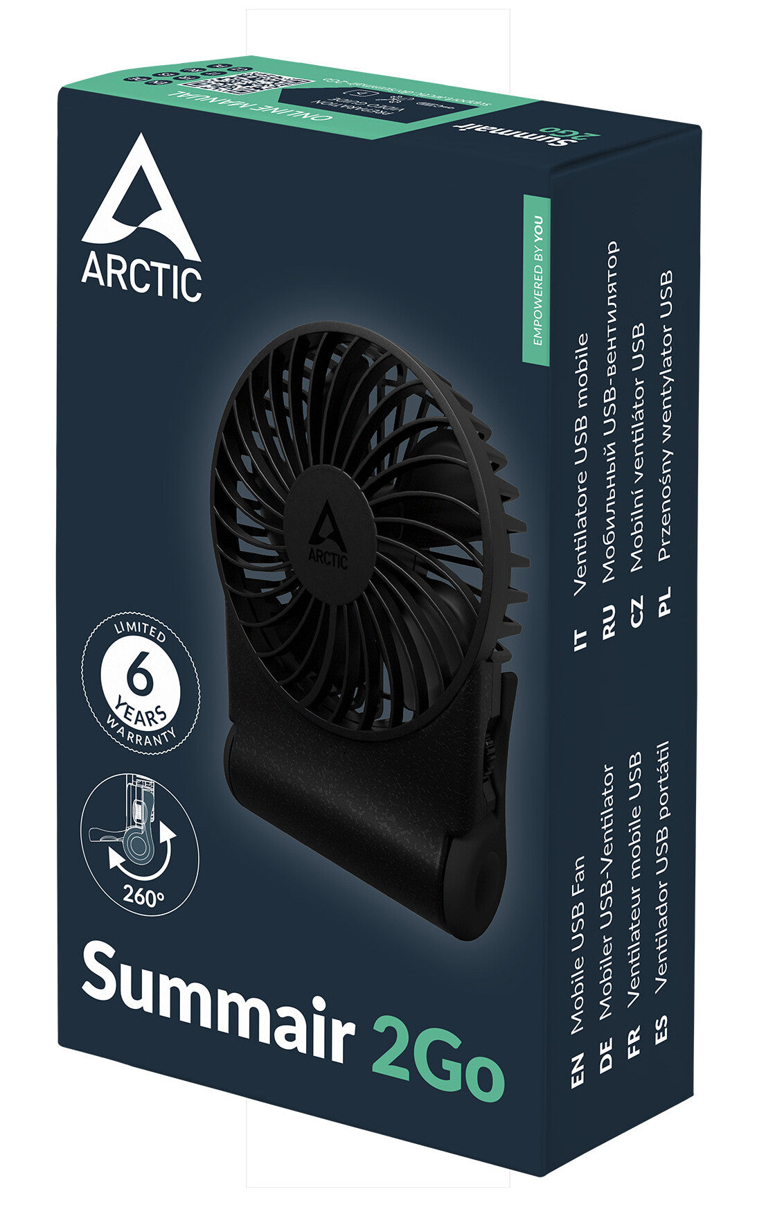 ARCTIC Summair 2Go - Powerful Handheld Fan with Extra-Long Battery Life