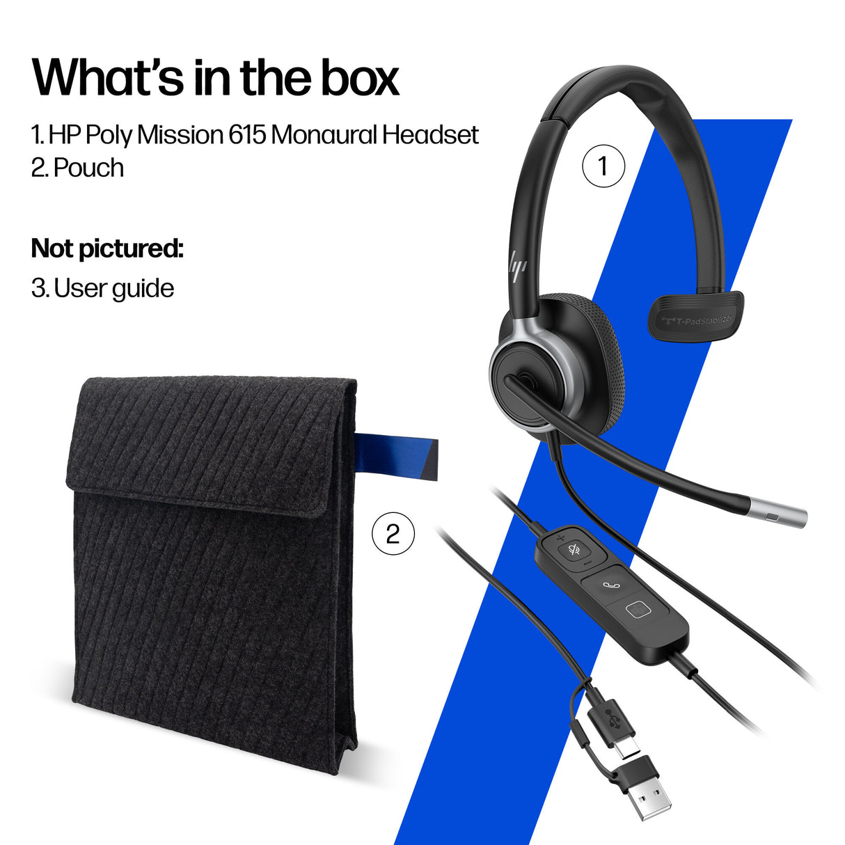 HP Poly Mission 625 Stereo USB Wired Headset (Bulk)