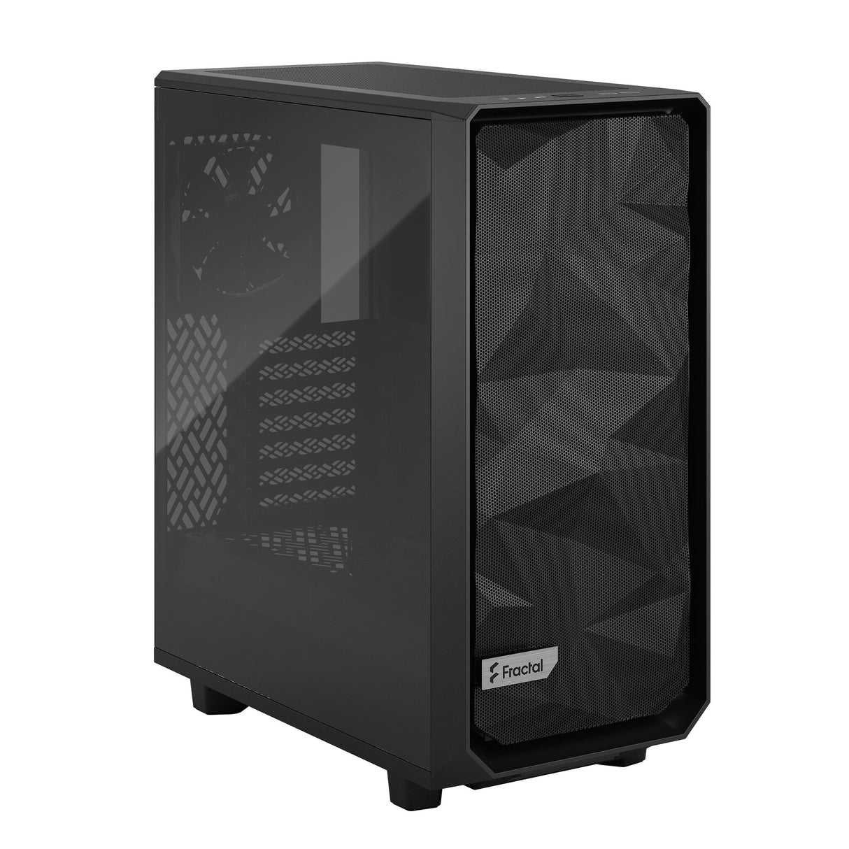 Fractal Design Meshify 2 Compact (Black TG) Estuche para juegos con ventana de vidrio tintado claro, ATX, frente de malla angular, 3 ventiladores, filtro frontal desmontable, USB-C