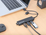 Manhattan USB-C & USB-A Combo Dock/Hub, Ports (4): USB-A (x4), 5 Gbps (USB 3.2 Gen1 aka USB 3.0), USB powered (no external power supply required)