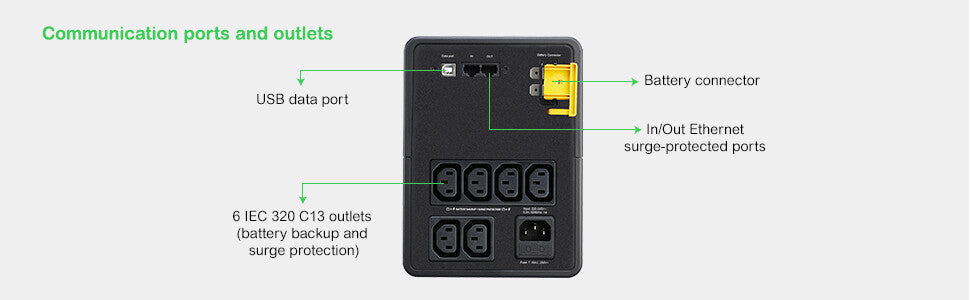 APC Back-UPS, 1200VA, Tower, 230V, 6x IEC C13 outlets, AVR