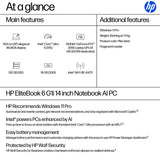 HP EliteBook 6 G1i AI Intel Core Ultra 5 225U Laptop 35.6 cm (14") WUXGA 16 GB DDR5-SDRAM 512 GB SSD Wi-Fi 6E (802.11ax) Windows 11 Pro AI PC Silver