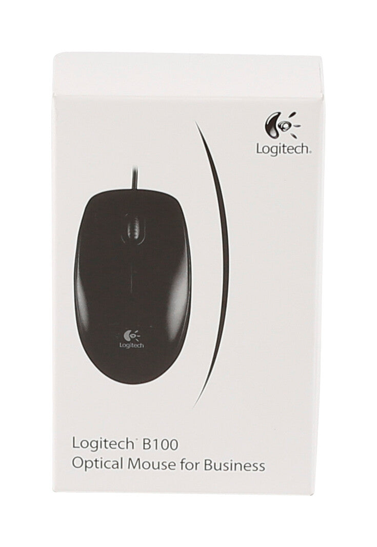 Souris USB filaire Logitech B100, 3 boutons, 1000 dpi et suivi optique, conception ambidextre pour PC, Mac et ordinateur portable, noire