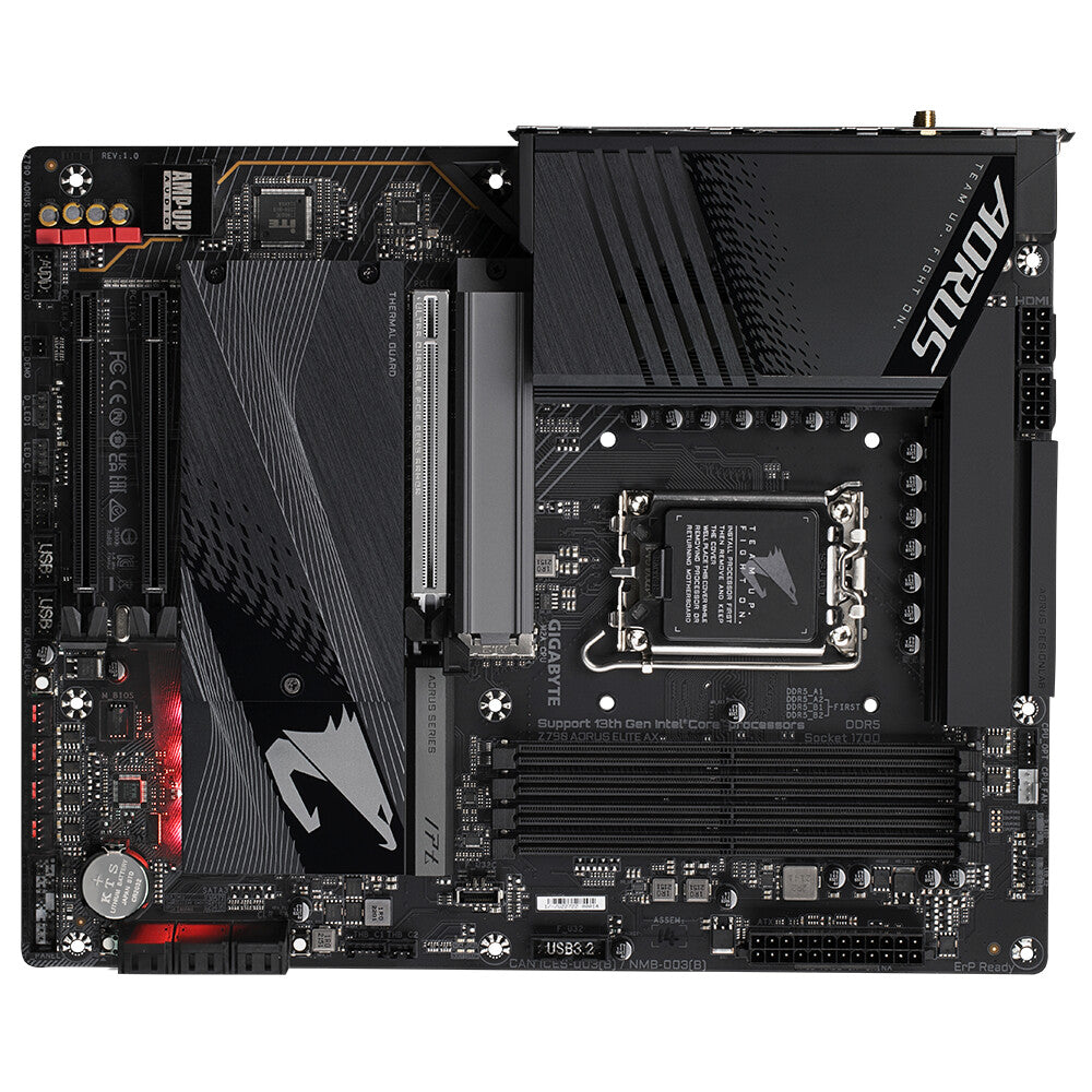 GIGABYTE Z790 AORUS ELITE AX Motherboard - Supports Intel Core 14th CPUs, 16*+2+１ Phases Digital VRM, up to 7600MHz DDR5 (OC), 4xPCIe 4.0 M.2, Wi-Fi 6E, 2.5GbE LAN, USB 3.2 Gen 2x2