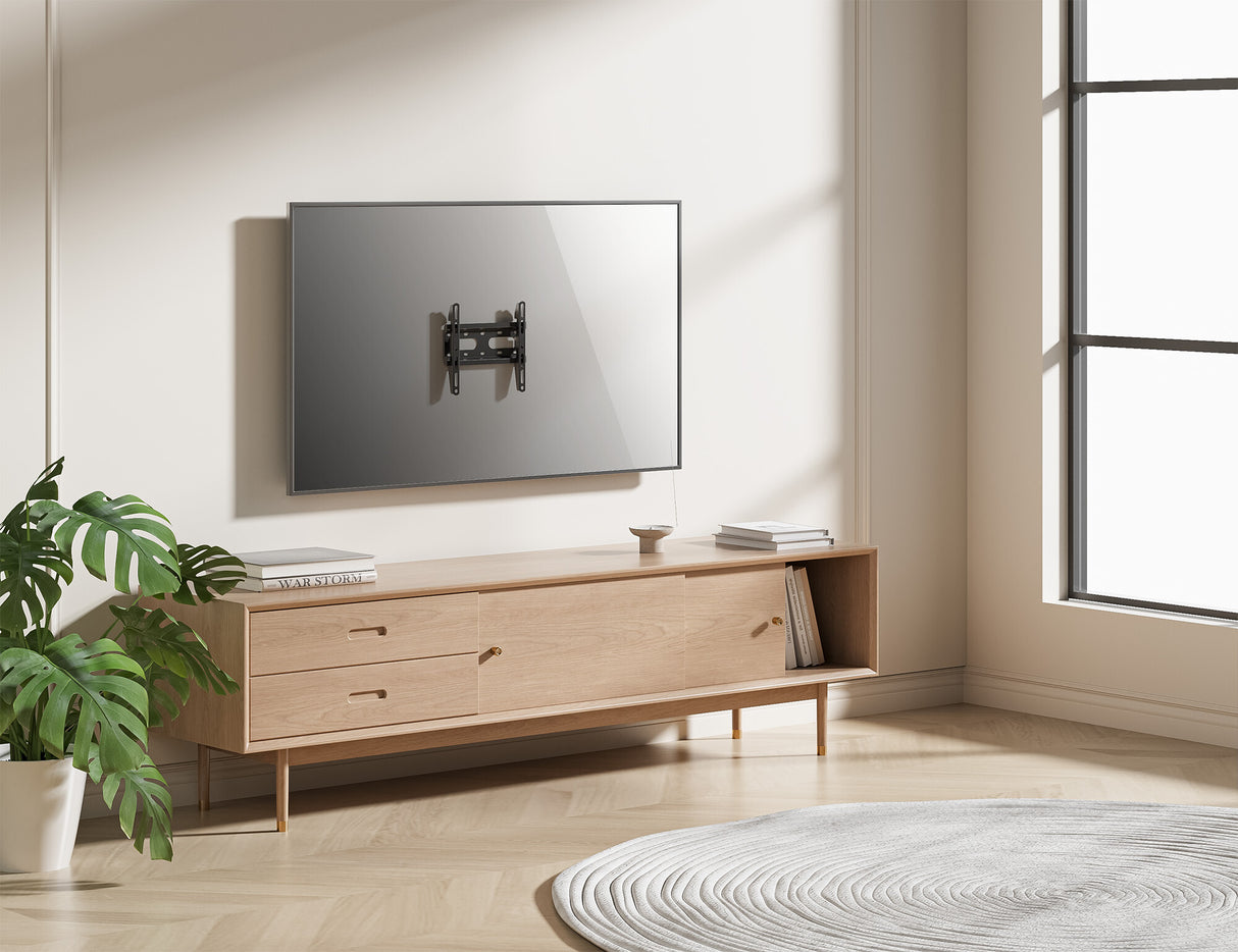 Manhattan Wall Mount for TV & Monitors (Fixed Ultra Slim), For screens 23" to 42", VESA compatability: all between 75x75mm and 200x200mm - check the dimensions of the four mounting holes on back of screen to ensure it fits, Max 45kg, Black, Bracket