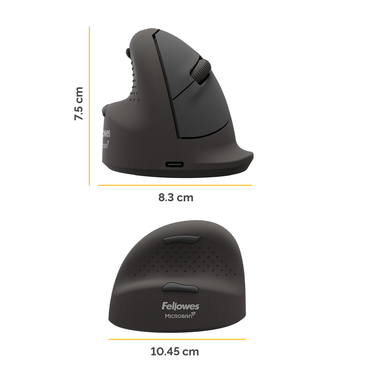 Fellowes Vertical Wireless Mouse Breyta Plus+ Ergonomic Left Handed Vertical Mouse with Antibacterial Protection Medium