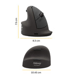 Fellowes Vertical Wireless Mouse Breyta Plus+ Ergonomic Left Handed Vertical Mouse with Antibacterial Protection Medium