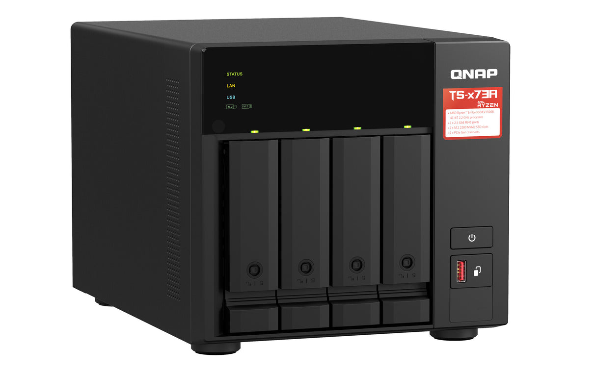 QNAP TS-473A NAS Tower Ryzen Embedded V1500B 8 GB DDR4 0 TB QNAP Turbo System Black