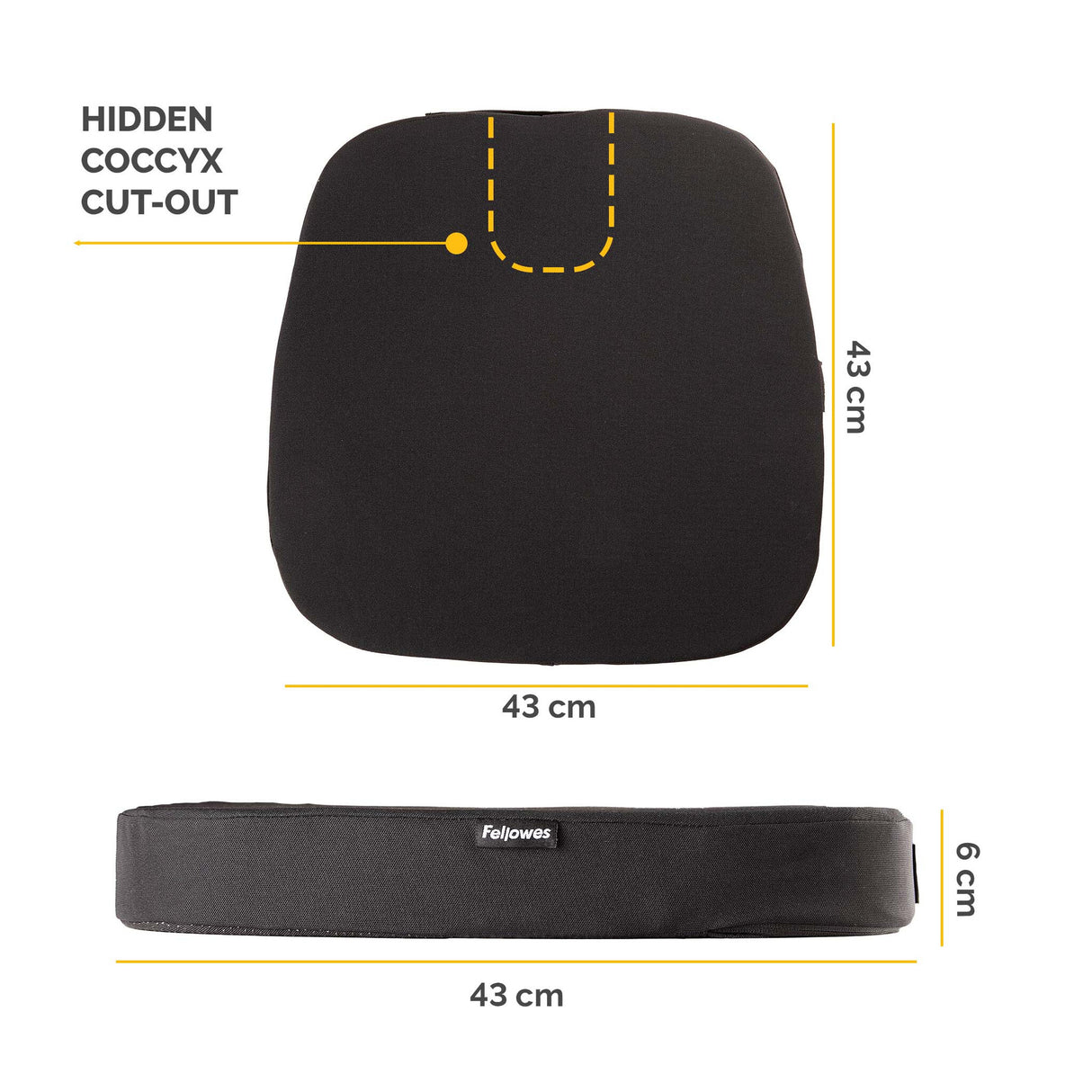 Fellowes Seat Cushion for Office Chair Breyta Comfort Seat Cushion with Coccyx Cut Out