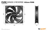 be quiet! Pure Wings 3 120 mm PWM Reverse Triple Pack Black Computer case Fan 12 cm 3 pc(s)